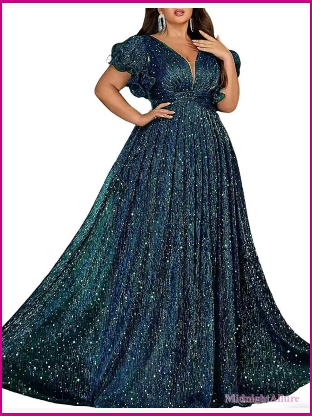 Plus Size A-Line Formal Evening Prom Dress Wedding Guest Maxi Gown